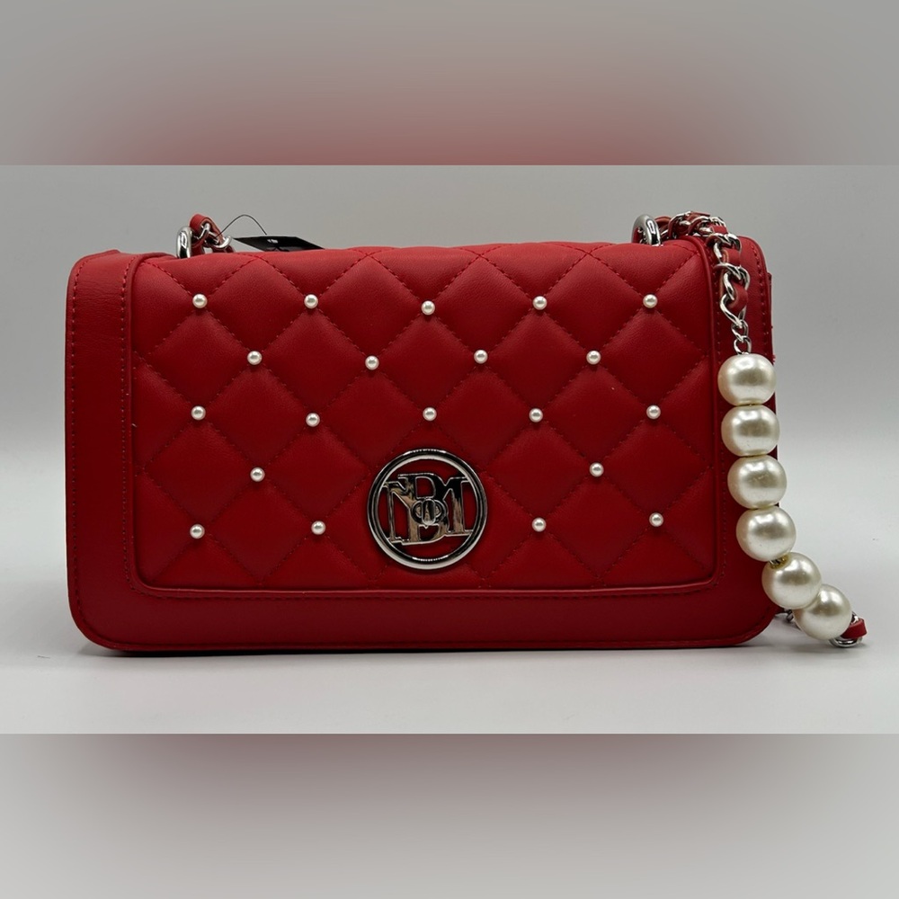 Badgley Mischka Red Crossbody Bag with Quilted Design